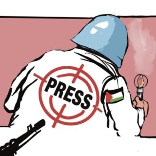La prensa como objetivo. Ilustración de Naser Jafari