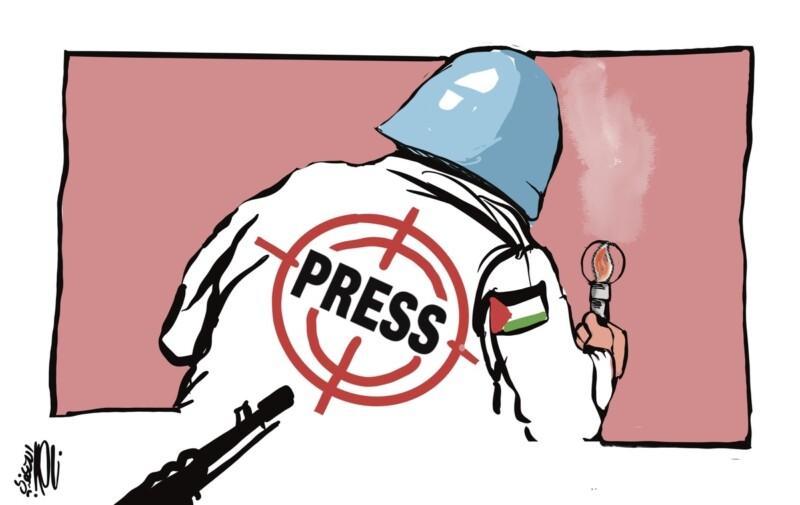 La prensa como objetivo. Ilustración de Naser Jafari